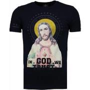 T-shirt Korte Mouw Local Fanatic Jezus Rhinestone