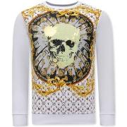 Sweater Tony Backer Print Skull Strass