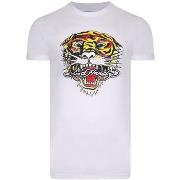 T-shirt Korte Mouw Ed Hardy Tiger mouth graphic t-shirt white
