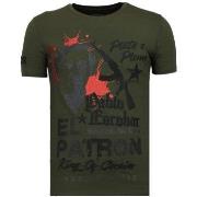 T-shirt Korte Mouw Local Fanatic El Patron Pablo Rhinestone