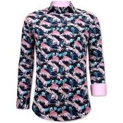 Overhemd Lange Mouw Tony Backer Luxe Satijn Rooze