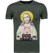 T-shirt Korte Mouw Local Fanatic Jesus Rhinestone