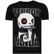 T-shirt Korte Mouw Local Fanatic Terror Panda Rhinestone