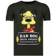 T-shirt Korte Mouw Local Fanatic Bad Dog Rhinestone