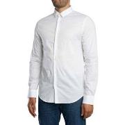 Overhemd Lange Mouw EAX Logo geweven slim-fit overhemd