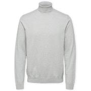 Trui Selected Noos Berg Roll Neck Knit - Light Grey Melange