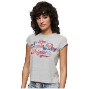 T-shirt Korte Mouw Superdry T-shirt Floral Scripted à Mancherons