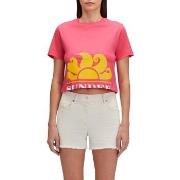 T-shirt Korte Mouw Sundek Cropped T-Shirt With Maxi Logo Print