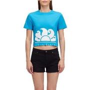 T-shirt Korte Mouw Sundek Cropped T-Shirt With Maxi Logo Print