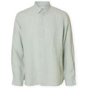 Overhemd Lange Mouw Selected Noos Regkylian-Linen Shirt - Aqua Gray/Wh...