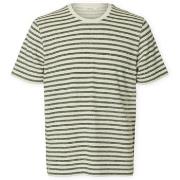 T-shirt Korte Mouw Selected T-Shirt Kevin Stripe - Egret/Sky Captain