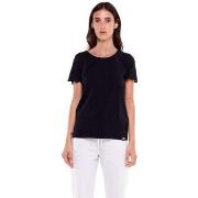 T-shirt Korte Mouw Leone 1947 Woman Short Sleeves Black Boring