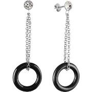 Boucles oreilles Mademoiselle Jolie Paris CERAMIQUE Argente Noir