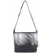 Sac à main Patrick Blanc Sac bandoulière Noir motif Gris