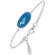Bijoux Orusbijoux Bracelet Argent Rhodié Galet Facette Bleu