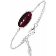 Bijoux Orusbijoux Bracelet Argent Rhodié Galet Facette Rouge