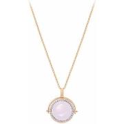 Collier Orusbijoux Collier Médaillon Double Face Cristal Rose Gris