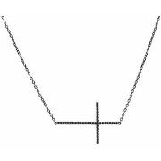 Collier Orusbijoux Collier Argent Noir Croix Horizontale