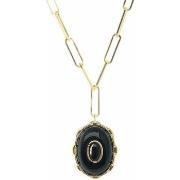 Collier Orusbijoux Collier Argent Doré Clothilde Onyx Noire