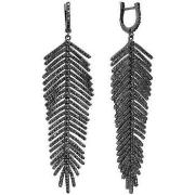 Boucles oreilles Orusbijoux Boucles D'oreilles Forme Plume Noir