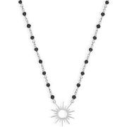 Collier Orusbijoux Collier Argent Soleil Et Pierre Spinelle Noire