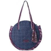 Sac a main Fuchsia Sac épaule rond paille Raffia Malone - Bleu marine