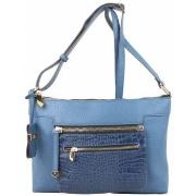 Sac à main Elite Sac bandoulière E6194 poche effet croco Bleu