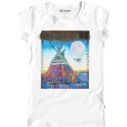 T-shirt Ko Samui Tailors T-shirt plumes bleu tente blanc