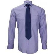 Chemise Emporio Balzani chemise premium classique- fil a fil bleu