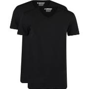 T-shirt Garage T-Shirts Basiques Lot de 2 Col-V Bio Noir