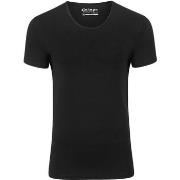 T-shirt Garage Stretch Basique Noir Col rond profond