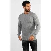 Pull Hollyghost Pull col rond en maille gris chiné