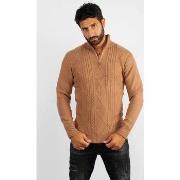 Pull Hollyghost Pull en maille avec col zip camel