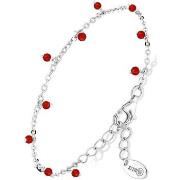 Bracelets Orusbijoux Bracelet Argent Rhodié Perles Pierre Onyx Rouge