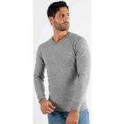 Pull Hollyghost Pull col V gris en touch cashemere unicolore