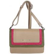 Sac Bandouliere Fuchsia Sac pochette rabat Sakai déco tricolore taupe