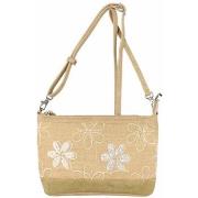 Sac Bandouliere Patrick Blanc Petit sac toile délavée fleur beige