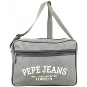 Cartable Pepe jeans Reporter bandoulière effet peau de pêche Gris