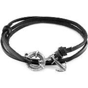 Bracelets Anchor &amp; Crew Bracelet Ancre Clyde Argent Et Cuir Plat