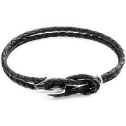 Bracelets Anchor &amp; Crew Bracelet Padstow Argent Et Cuir Tressé