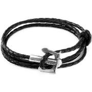 Bracelets Anchor &amp; Crew Bracelet Ancre Union Argent Et Cuir Tressé