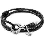 Bracelets Anchor &amp; Crew Bracelet Ancre Clyde Argent Et Cuir Tressé