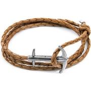 Bracelets Anchor &amp; Crew Bracelet Ancre Admiral Argent Et Cuir Tres...