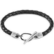 Bracelets Anchor &amp; Crew Bracelet Jura Argent et Cuir Tressé