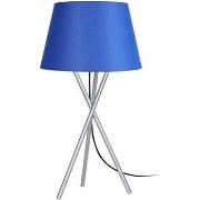 Lampes de bureau Tosel Lampe de chevet trépied métal aluminuim et bleu
