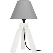 Lampes de bureau Tosel Lampe de chevet trépied bois blanc et gris