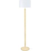 Lampadaires Tosel Lampadaire droit bois crème et blanc