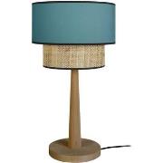 Lampes de bureau Tosel Lampe a poser droit bois foncé et bleu