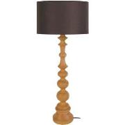 Lampes de bureau Tosel Lampe a poser colonne bois foncé et créme