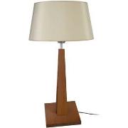 Lampes de bureau Tosel Lampe a poser droit bois foncé et créme